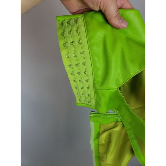 Meshki Vegan Leather Cut Out Strapless Crop Top Green Size X-Small - Picture 9 of 9